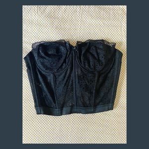 🖤 Vintage Sears Strapless Black Lace Corset Bustier 🖤